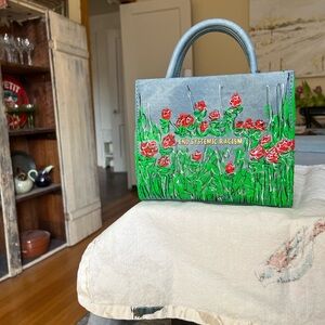 Brandon Blackwood mini tote in faded denim blue with gold lettering